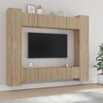 ARDEBO.de - 8-tlg. TV-Schrank-Set Sonoma-Eiche Holzwerkstoff
