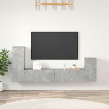 ARDEBO.de - 4-tlg. TV-Schrank-Set Betongrau Holzwerkstoff