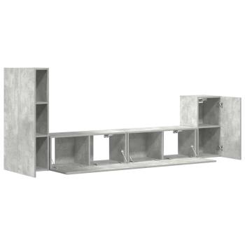 4-tlg. TV-Schrank-Set Betongrau Holzwerkstoff