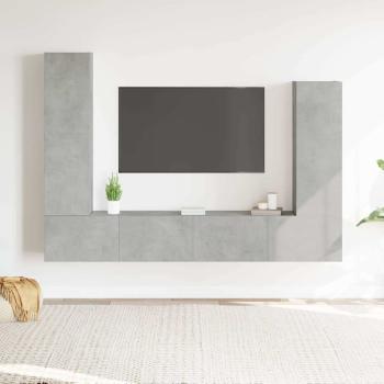 ARDEBO.de - 4-tlg. TV-Schrank-Set Betongrau Holzwerkstoff