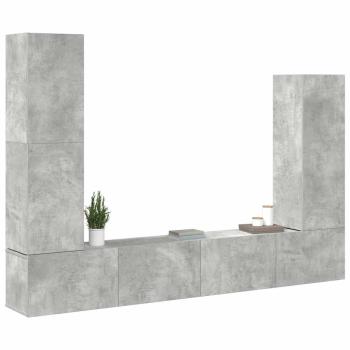 4-tlg. TV-Schrank-Set Betongrau Holzwerkstoff