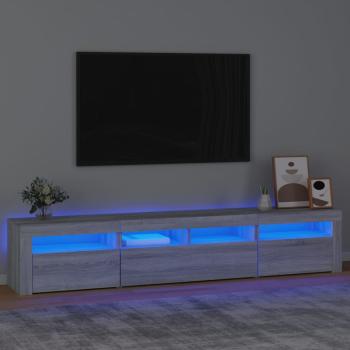 ARDEBO.de - TV-Schrank mit LED-Leuchten Grau Sonoma 210x35x40 cm
