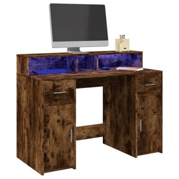 ARDEBO.de - LED-Schreibtisch Räuchereiche 120x55x91 cm Holzwerkstoff