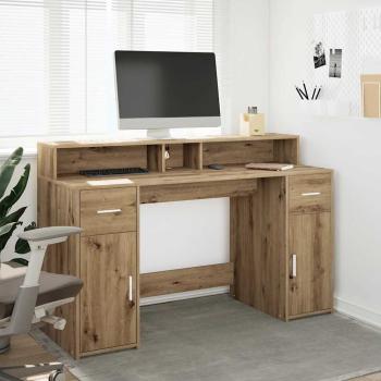 ARDEBO.de - LED-Schreibtisch Artisan-Eiche 140x55x91 Holzwerkstoff