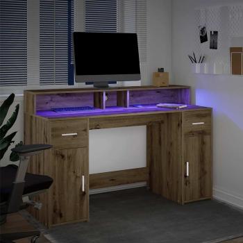 LED-Schreibtisch Artisan-Eiche 140x55x91 Holzwerkstoff