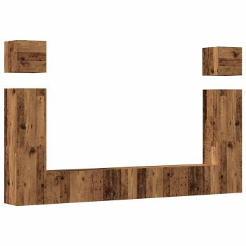 6-tlg. TV-Schrank-Set Wandmontage Altholz-Optik Holzwerkstoff
