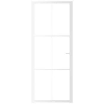 Innentür 83x201,5 cm Weiß ESG-Glas und Aluminium