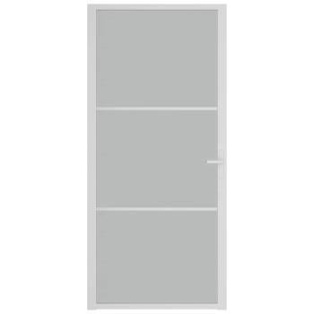 Innentür 93x201,5 cm Weiß Mattglas und Aluminium