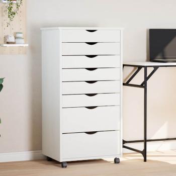 ARDEBO.de - Rollschrank mit Schubladen MOSS Wei? Massivholz Kiefer