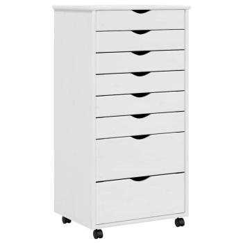 Rollschrank mit Schubladen MOSS Wei? Massivholz Kiefer