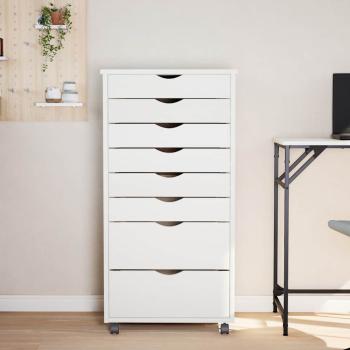 Rollschrank mit Schubladen MOSS Wei? Massivholz Kiefer
