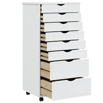 Rollschrank mit Schubladen MOSS Wei? Massivholz Kiefer