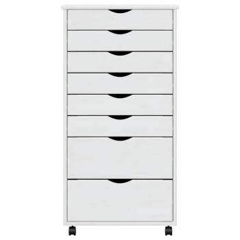 Rollschrank mit Schubladen MOSS Wei? Massivholz Kiefer