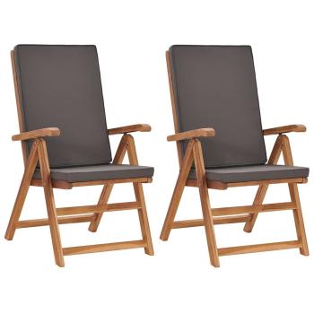 ARDEBO.de - Klappbare Liegest?hle mit Kissen, 2 St?ck, Massivholz Teak, Grau