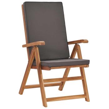 Klappbare Liegest?hle mit Kissen, 2 St?ck, Massivholz Teak, Grau
