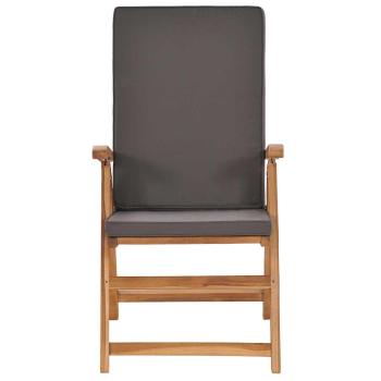 Klappbare Liegest?hle mit Kissen, 2 St?ck, Massivholz Teak, Grau