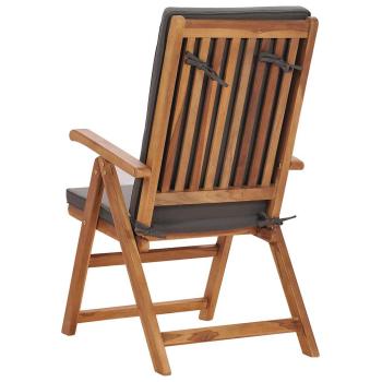 Klappbare Liegest?hle mit Kissen, 2 St?ck, Massivholz Teak, Grau