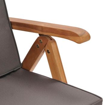Klappbare Liegest?hle mit Kissen, 2 St?ck, Massivholz Teak, Grau