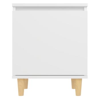 Nachttisch mit Massivholz-Beinen Weiß 40x30x50 cm