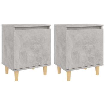 Nachttische mit Massivholz-Beinen 2 Stk. Betongrau 40x30x50cm