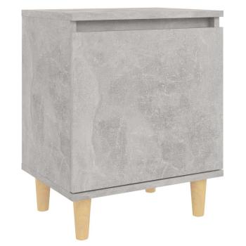 Nachttische mit Massivholz-Beinen 2 Stk. Betongrau 40x30x50cm