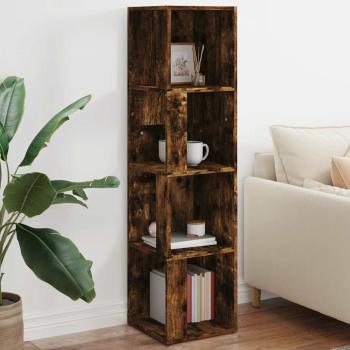 ARDEBO.de - Eckregal Räuchereiche 33x33x132 cm Holzwerkstoff