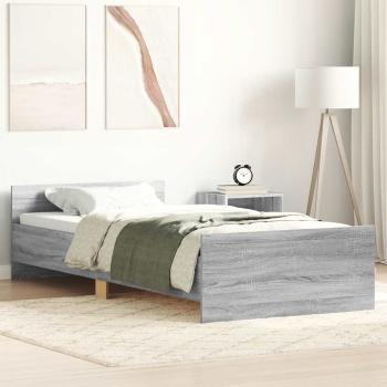 ARDEBO.de - Bettgestell Grau Sonoma 100x200 cm Holzwerkstoff