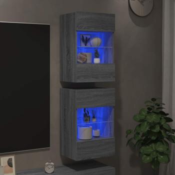 Wandschränke mit LED-Leuchten für TV 2 Stk. Grau Sonoma