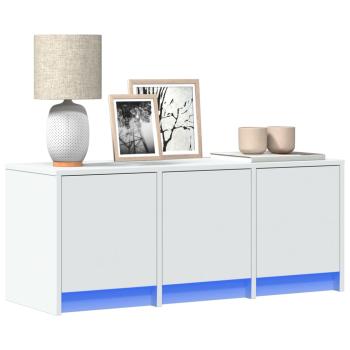 ARDEBO.de - TV-Schrank mit LED-Beleuchtung Weiß 97x34x40 cm Holzwerkstoff