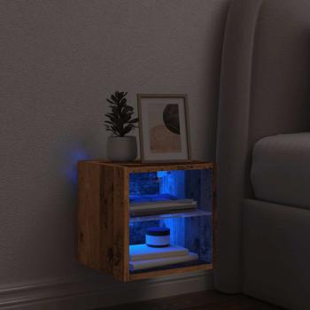 TV-Wandschrank mit LED-Leuchten Altholz-Optik 30x28,5x30 cm