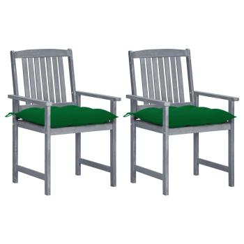 ARDEBO.de - Gartenstühle mit Kissen 2 Stk. Grau Massivholz Akazie