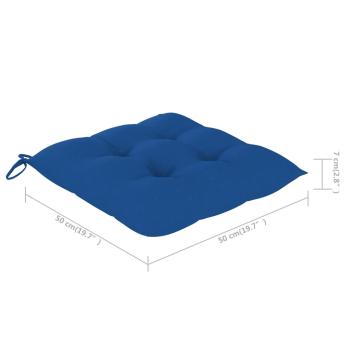 Gartenstühle 2 Stk. mit Blauen Kissen Massivholz Teak