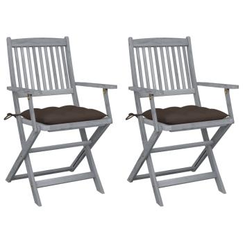 ARDEBO.de - Klappbare Gartenstühle 2 Stk. mit Kissen Massivholz Akazie