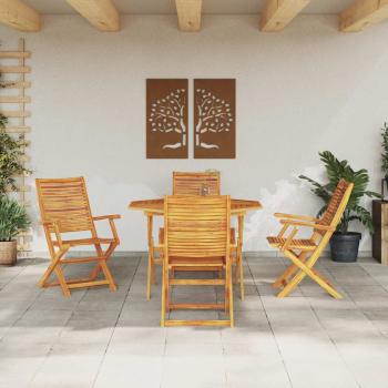 Garten Essgruppe 5 Stk. Braun Massivholz Akazie