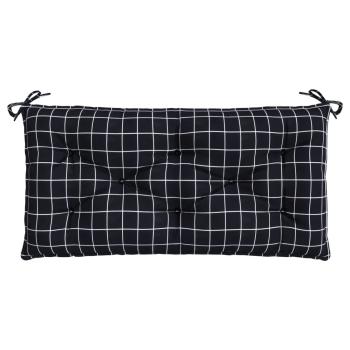 Gartenbank-Auflage Schwarz Karomuster 110x50x7 cm Stoff