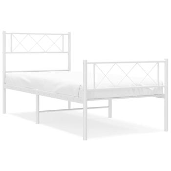 Bettgestell mit Kopf- und Fußteil Metall Weiß 100x200 cm