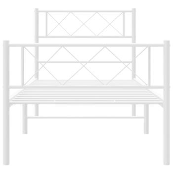 Bettgestell mit Kopf- und Fußteil Metall Weiß 100x200 cm