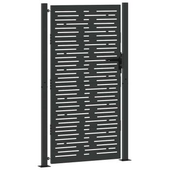 Gartentor Schwarz 110 x 180 cm Pulverbeschichteter Stahl
