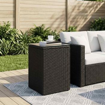ARDEBO.de - Beistelltisch Schwarz 35 x 35 x 50 cm Poly-Rattan