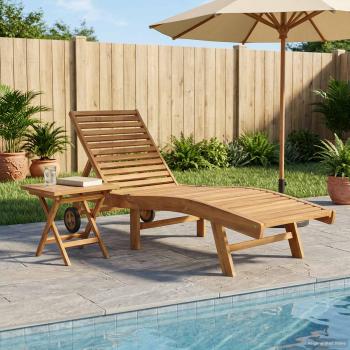 ARDEBO.de - Sonnenliege 2 stk. Massivholz Teak Braun