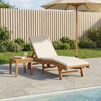 ARDEBO.de - Sonnenliege Polyester Braun und Creme