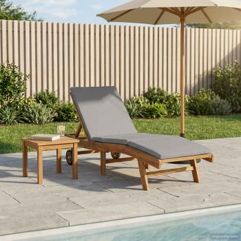 ARDEBO.de - Sonnenliege Polyester Braun und Hellgrau