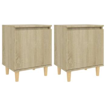 Nachttische 2 Stk. Massivholz-Beinen Sonoma-Eiche 40x30x50cm