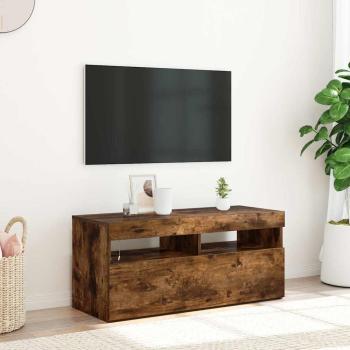 ARDEBO.de - TV-Schrank mit LED-Leuchten Räuchereiche 90x35x40 cm