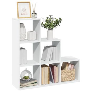 ARDEBO.de - Raumteiler Bücherregal 3-stufig Weiß 99x29x99 cm Holzwerkstoff