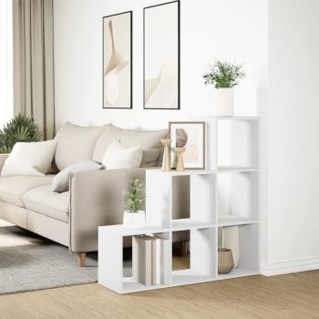 Raumteiler Bücherregal 3-stufig Weiß 99x29x99 cm Holzwerkstoff
