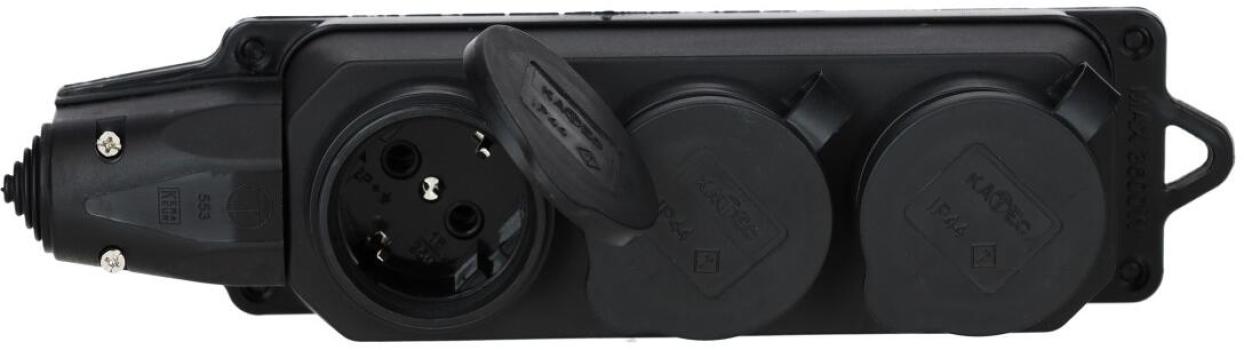 Bachmann 381.109 Steckdosenleiste, mit Deckel, 3-fach, schwarz