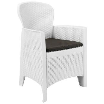 9-tlg. Garten-Essgruppe Kunststoff Weiß Rattan-Optik