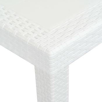 9-tlg. Garten-Essgruppe Kunststoff Weiß Rattan-Optik