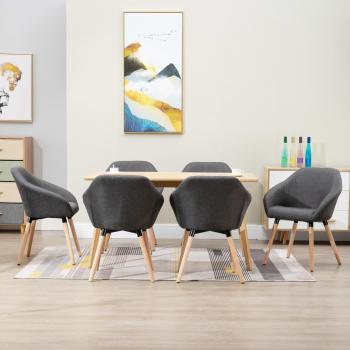 ARDEBO.de - Esszimmerstühle 6 Stk. Dunkelgrau Stoff
